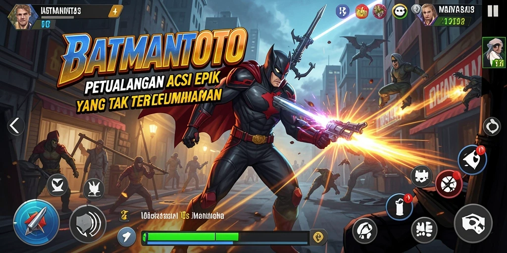 Tampilan gameplay BATMANTOTO dengan aksi yang menegangkan dan musuh yang tangguh.