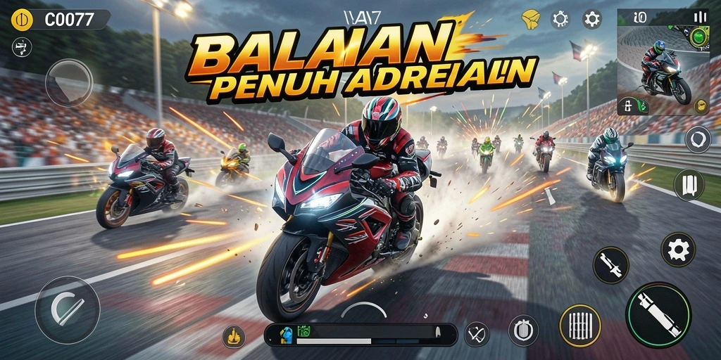 Gameplay seru C0077 saat balapan motor.