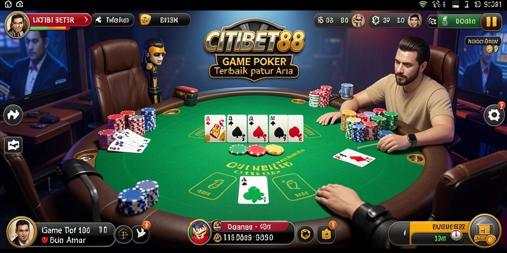 Screenshot gameplay CITIBET88 dengan tampilan permainan Poker yang seru.