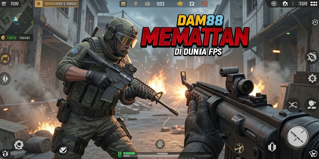 Tampilan gameplay intens dalam pertempuran FPS yang seru.