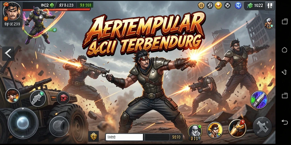 Tangkapan layar gameplay IN22 menampilkan aksi pertempuran yang dinamis dan seru.