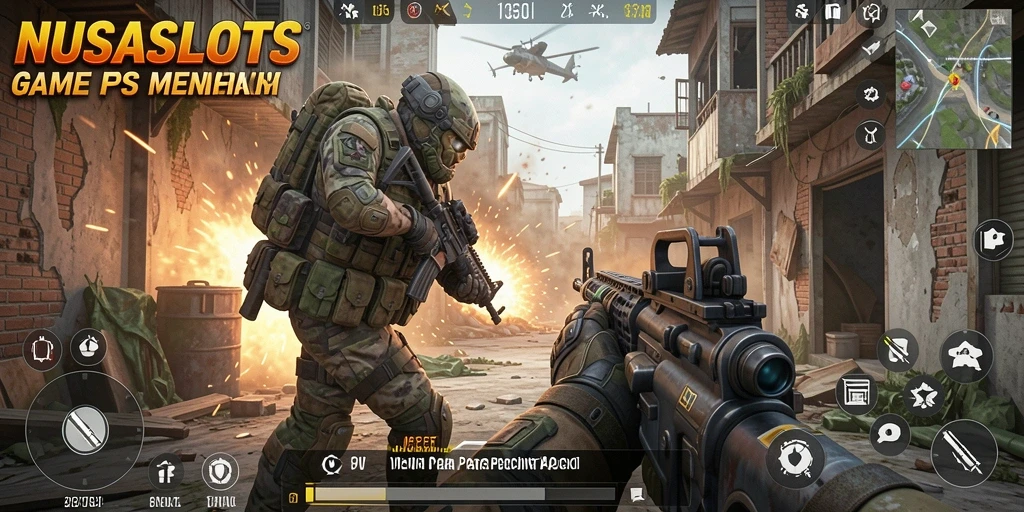Gameplay seru NUSASLOTS dengan aksi tembak-menembak intens.