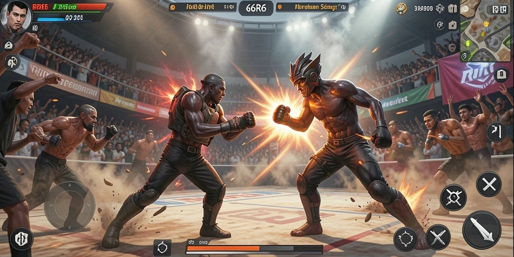 Tampilan gameplay R6R6 dengan pertarungan yang intens dan karakter menarik.