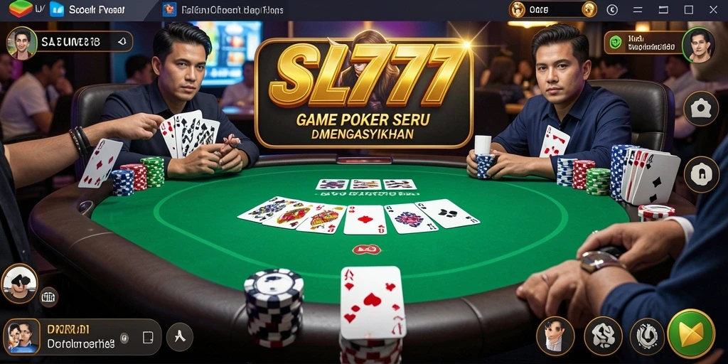 Tampilan menarik dari gameplay poker di SL777 yang seru.