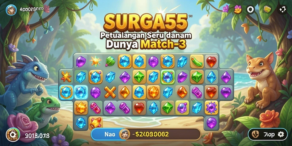 Gambaran menarik dari gameplay seru SURGA55 Match-3.
