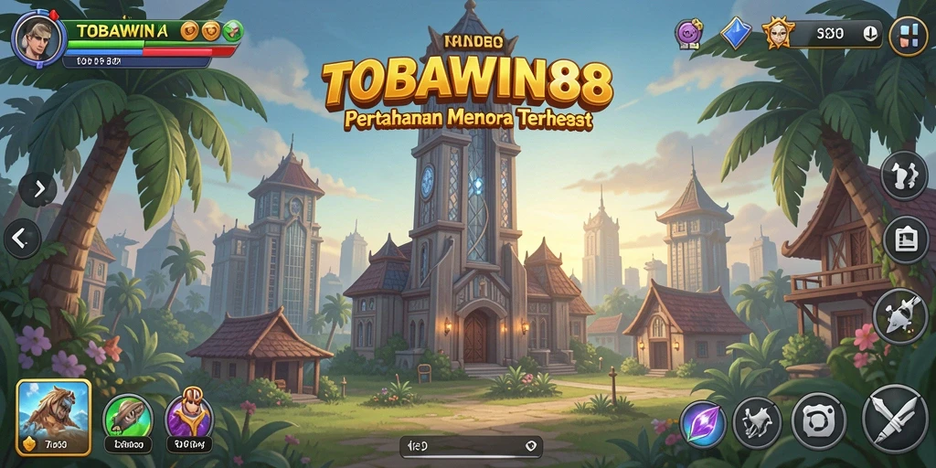 Screenshot gameplay TOBAWIN88 menampilkan aksi menara pertahanan yang mendebarkan.
