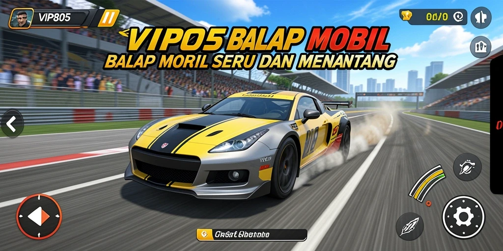Screenshot menampilkan aksi balap mendebarkan di VIP805.