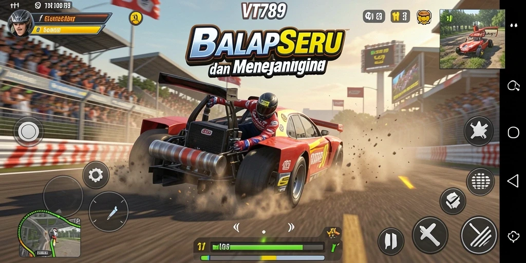 Tampilan gameplay balap yang mendebarkan di VT789.